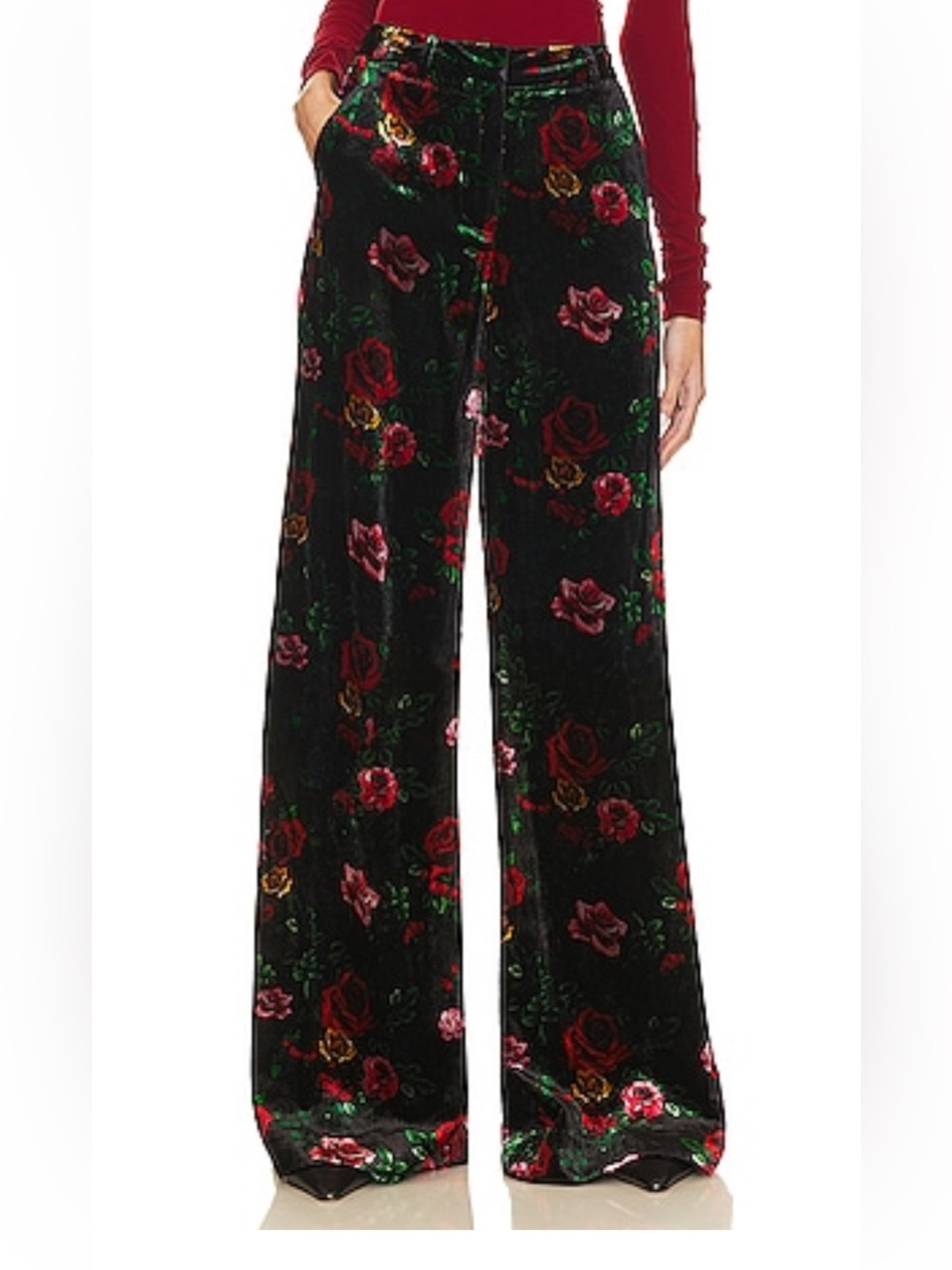 L’agence Pilar Rose Wide Legged Velvet Pants SZ 8 NWOT